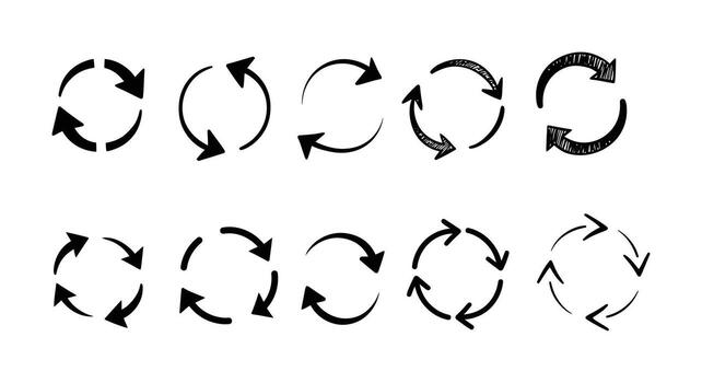 A set of arrows that are arranged in different directions vector