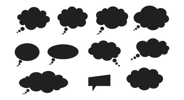 A set of black speech bubbles with speech bubbles vector