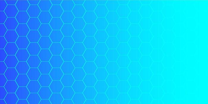 Blue and cyan hexagonal pattern with gradient geometric background vector