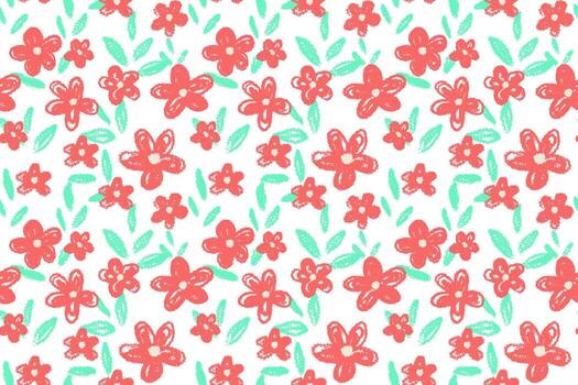 encantador modelo presentando vibrante rojo flores y menta verde hojas en un suave blanco fondo, modelo para primavera o verano proyectos y floral diseños vector