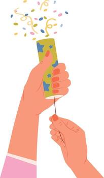 Hands With Party Cracker vector