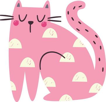 Hand Drawn Cat With Pattern vector