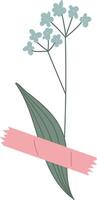 salvaje flor con washi cinta dibujado vector
