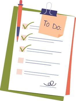 Tablet With Notebook To Do List vector