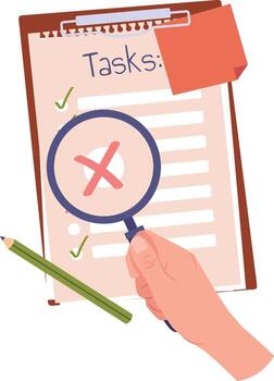 Hands Magnifying Glass Tablet With Tasks List vector