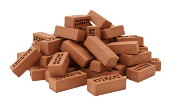 Building with bricks construction project in urban setting material focus on-site viewpoint architecture concept. png