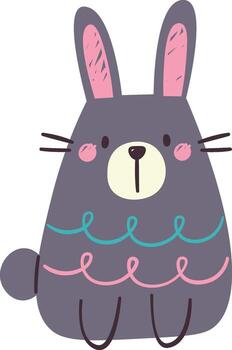 Childish Rabbit With Scribble Pattern vector