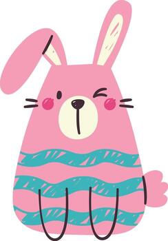Childish Rabbit With Waves Pattern vector