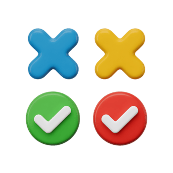 3d colorida Verifica marcas e Cruz marcas validação sinais em transparente fundo png
