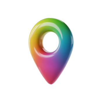 lustroso arco Iris mapa ponteiro ícone isolado em transparente fundo para GPS navegação png