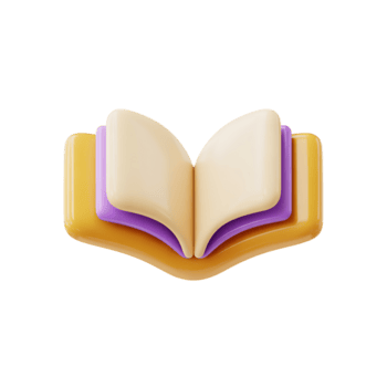 3d interpretazione di Aperto libro con giallo e viola pagine su trasparente sfondo png