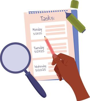 Hand Pointing To Tablet With Checklist vector