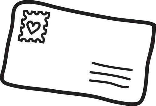 Envelope With Heart Sketch vector