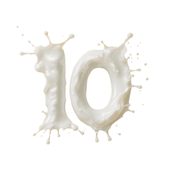 dynamisch Milch Spritzen Schaffung Formen Ziffer zehn auf ein isoliert transparent Raum Hintergrund png