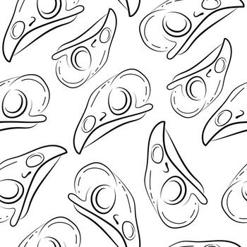 seamless pattern with bird skull icon in line art style drawn with various outlines, suitable for gothic or Halloween designs vector