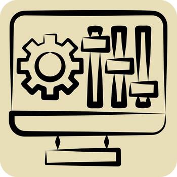 Icon Configuration. related to Printing symbol. hand drawn style. design editable vector