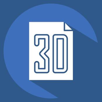 Icon 3D File. related to Printing symbol. long shadow style. design editable vector