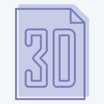 Icon 3D File. related to Printing symbol. two tone style. design editable vector