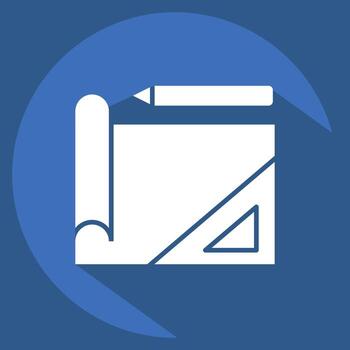 Icon Sketching. related to Printing symbol. long shadow style. design editable vector