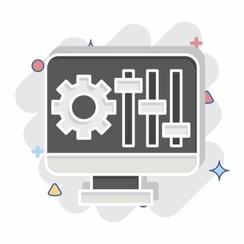 Icon Configuration. related to Printing symbol. comic style. design editable vector