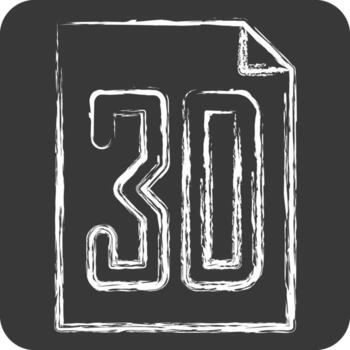 Icon 3D File. related to Printing symbol. chalk Style. design editable vector