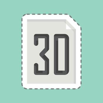 Sticker line cut 3D File. related to Printing symbol. design editable vector