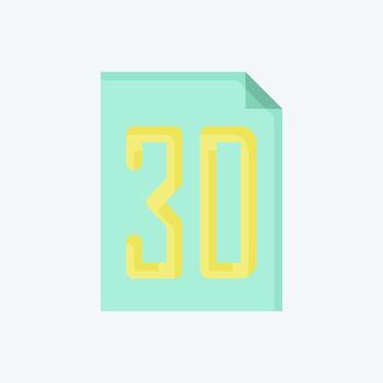 Icon 3D File. related to Printing symbol. flat style. design editable vector