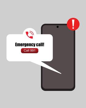 Emergency Call Alert Notification on Smartphone Screen vector