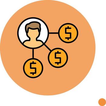 afiliado programa mínimo lleno circulo icono vector