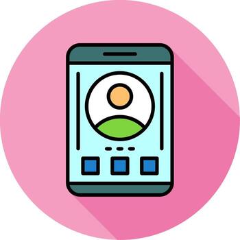 Profile Mobile Interface Minimal filled Circle Icon vector