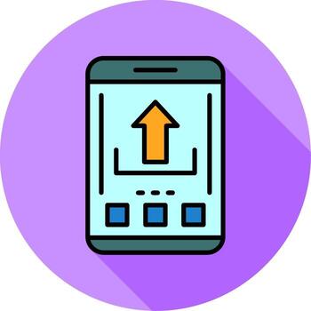Upload Mobile Interface Minimal filled Circle Icon vector