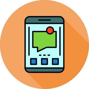 mensajes móvil interfaz mínimo lleno circulo icono vector