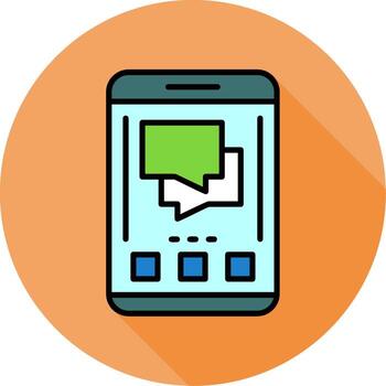 charla móvil interfaz mínimo lleno circulo icono vector