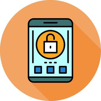 Unlock Mobile Interface Minimal filled Circle Icon vector