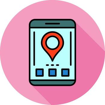 Location Mobile Interface Minimal filled Circle Icon vector