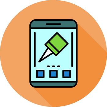 alfiler móvil interfaz mínimo lleno circulo icono vector