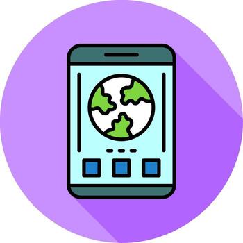 Earth Mobile Interface Minimal filled Circle Icon vector