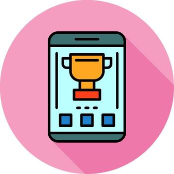 trofeo móvil interfaz mínimo lleno circulo icono vector