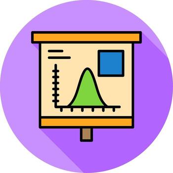 Bell Curve on Graph Minimal Filled Circle Icon vector