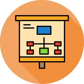 diagrama de flujo mínimo lleno circulo icono vector
