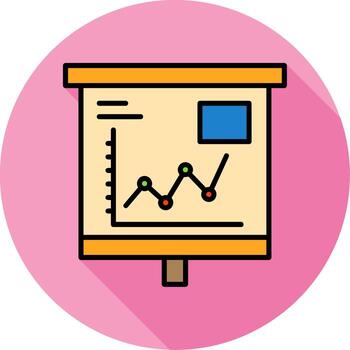Rising Line Graph Minimal Filled Circle Icon vector