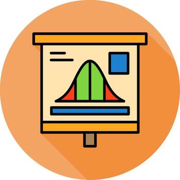 Bell Curve Graph Minimal Filled Circle Icon vector