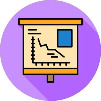 Declining Line Graph Minimal Filled Circle Icon vector
