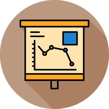 Falling Line Graph Minimal Filled Circle Icon vector