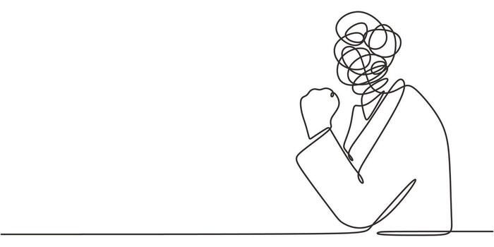 soltero línea Arte pensando demasiado figura caótico intrincado cerebro modelo. mental salud minimalista . vector