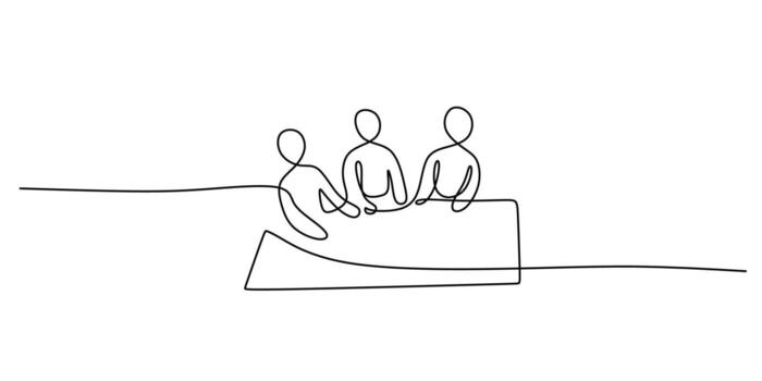 continuo línea Arte. multitud espalda vista, comunidad reunión símbolo vector