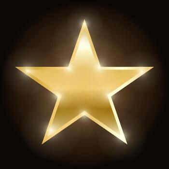 dorado estrella con dorado degradado en oscuro marrón antecedentes con realce efecto y brillar. lujo premio diseño modelo para celebracion. vector