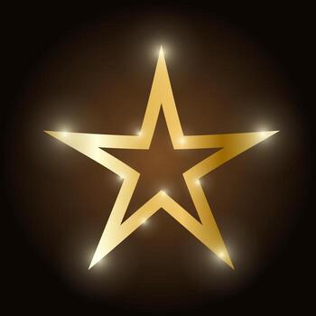 dorado estrella con dorado degradado en oscuro marrón antecedentes con realce efecto y brillar. lujo premio diseño modelo para celebracion. estrella marco. vector