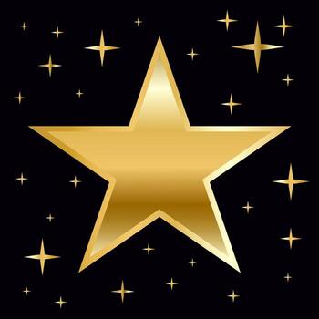 dorado estrellas con dorado degradado en oscuro marrón antecedentes con realce efecto y brillar. lujo premio diseño modelo para celebracion. vector