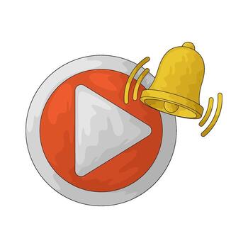 Play button with notification bell vector